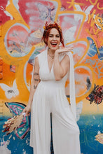 Load image into Gallery viewer, Bridal Jumpsuit with Caped Arms
